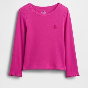 Kids Girl’s GAP Old Navy Toddler Hott Pink Ribbed Knit Long Sleeve T-Shirt NWT